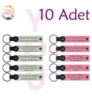 Beyaz & Pembe, Kına Gecesi Davetlilerine Anlamlı Anı, 10’lu Set, Tarih ve İsimli Deri Anahtarlık