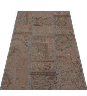 Kahverengi Patchwork Desenli Salon Halısı El Dokuma Yün Malzeme Modern Stil Koridor Uygulaması