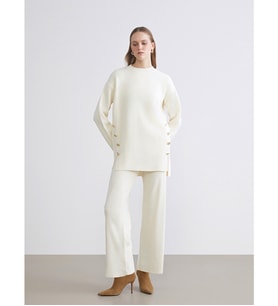LCWAIKIKI Classic Beyaz Beli Lastikli Kadın Triko Pantolon