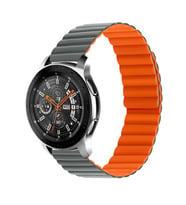 Huawei GT2 46mm 22mm Uyumlu Kordon Suni Deri Yumuşak Soft Yüzey KRD-52 Kayış (Gri - Turuncu)