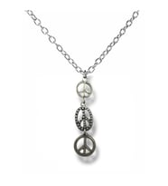 Üçlü Peace Barış Sembolü Unisex Kolye – 60 cm Zincirli, Alt Alta Dizilmiş Zamak Metal Anlamlı Takı