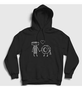 Presmono Unisex Beyaz Lovers V3 Valentine's Day Sevgililer Günü Kapüşonlu Sweatshirt 284920tt (Siyah)