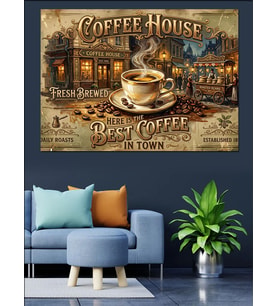 Coffee House Nostaljik Kahve Köşesi Dekoratif Kanvas - Mdf Ahşap Tablo