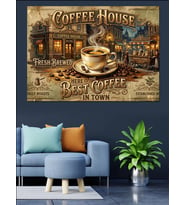 Coffee House Nostaljik Kahve Köşesi Dekoratif Kanvas - Mdf Ahşap Tablo