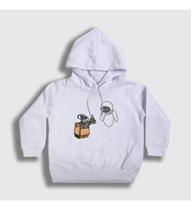 Presmono Unisex Çocuk Beyaz Gift Wall E Eve Kapüşonlu Sweatshirt 427541tt (Beyaz)