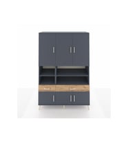 Hyperion Dolap 8 Raflı 2 Çekmeceli 6 Kapaklı 132x44x195 Antrasit-Antrasit/Çam