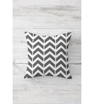 Gri Beyaz Zigzag Geometrik Çift Taraflı Gizli Fermuarlı Yastık Kılıfı Kırlent Koltuk Yastık Kılıfı (Beyaz-Koyu Gri)
