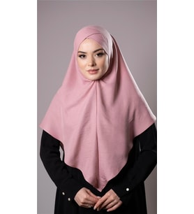 Pudra Pratik Hazır Geçmeli Tesettür Eşarp Pamuk Caz Kumaş Tek Katlı Çapraz Hijab 2305_06