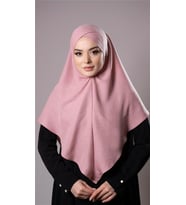 Pudra Pratik Hazır Geçmeli Tesettür Eşarp Pamuk Caz Kumaş Tek Katlı Çapraz Hijab 2305_06
