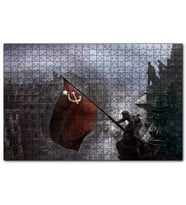 Cakapuzzle Kızıl Zeminde Sarı Orak Çekiç Bayrak  Puzzle Yapboz MDF (Ahşap) (120 Parça)