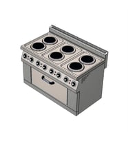 CSA Karacasan 120 cm 700 Seri Set Üstü 6+1 Fırın Elektrikli Kuzine (120x70x85Cm)