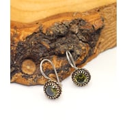 Zeberced (Peridot) Taşlı Sarmal Desenli El işi Otantik Gümüş Kadın Küpe 201025612