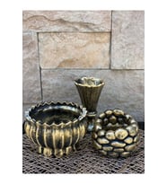 Dekoratif Polyester Üçlü Vazo gold Siyah Eskitme