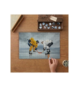 Hokey Sporu Yapan Adamlar Tasarımı 240 parça Ahşap Puzzle Ahşap Kutuda MP00909