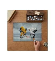 Hokey Sporu Yapan Adamlar Tasarımı 240 parça Ahşap Puzzle Ahşap Kutuda MP00909