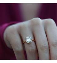 Zümrüt Kesim 1,25 Karat Tek Taş Model Gold Kaplama Sky Diamond Yüzük