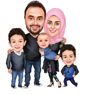 Ateş Anıt Aile Karikatür biblo-08