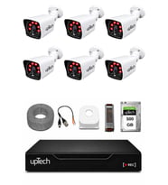 UPTECH 6 Kameralı Güvenlik Kamera Seti 2MP 1080P Full HD 6 Atom LED Gece Görüşlü 500GB HDD 5525