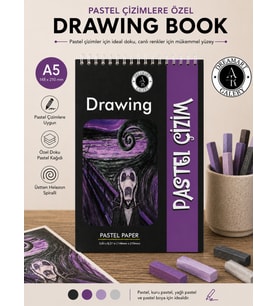 DreamArt Galery A5 Pastel Çizim Defteri 230 gr Velur (Velour) Ivory Kağıt 24 Yaprak Üstten Spiralli