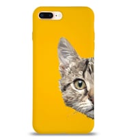 Apple iPhone 7 Plus Uyumlu Lansman Kılıf Catface Tasarımlı Altı Kapalı İçi Kadife Kaplı  Kapak (Şeffaf)