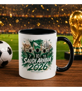 BK Gift Suudi Arabistan Taraftar Temalı 2026 Dünya Kupası Tasarımlı Siyah Kupa Bardak