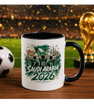 BK Gift Suudi Arabistan Taraftar Temalı 2026 Dünya Kupası Tasarımlı Siyah Kupa Bardak
