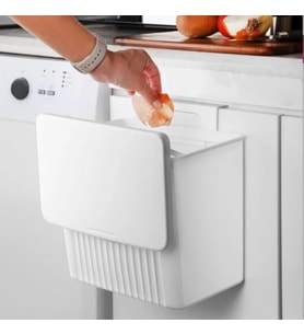 Mutfak Çöp Kutusu, 8 Lt Kapasiteli, PP Plastik, BPA İçermez, Dolap Kapısına Asılabilir, (Beyaz)