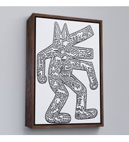 Çerçeveli Keith Haring - Köpek Tablosu - Dog (Siyah)