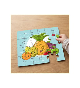 Gülen Sevimli Meyveler Tasarımlı 24 Parça Ahşap Çocuk Puzzle MPK0742