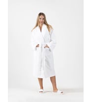 CottonVerse Şalyaka Bornoz – %100 Pamuk, Unisex Beyaz-S/M