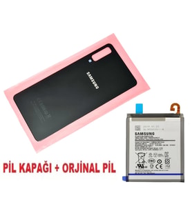 Tkgz Samsung Galaxy A7 A750 Arka Pil Batarya Kapağı + PİL (CAM) SİYAH