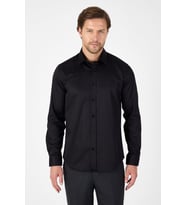 Siyah Sert Yaka Uzun Kol Cepsiz Slim Fit %100 Pamuk Gömlek 1004260324