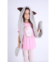 Babyhola Kız Erkek Babyhola Kız Erkek Çocuk Kulaklı Peluş Bere Cep Eldivenli Kışlık 1300 (Gri)