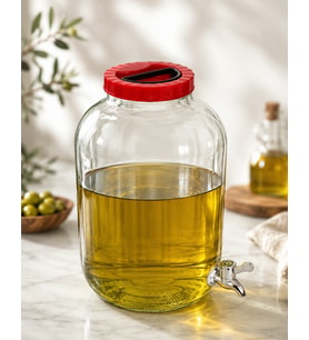 Cam Damacana. Şerbetlik. Yağdanlık Musluklu 5 Litre