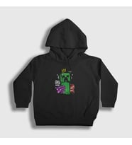 Presmono Unisex Çocuk Siyah Creeper Crown Oyun Minecraft Kapüşonlu Sweatshirt 368582tt