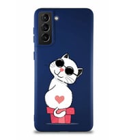 Samsung Galaxy S21 Plus Soft Premier Kapak Coolcat Tasarımlı Silikon Kılıf - Lacivert (Şeffaf)