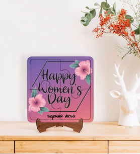 BK Gift Kişiye Özel İsimli Kadınlar Günü Tasarımlı Ahşap Standlı Puzzle Çerçeve-21