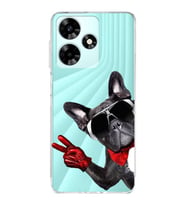 PrintiFy İnfinix Hot 30i ile Uyumlu Köpek 2 Kamera Korumalı Şeffaf Kılıf