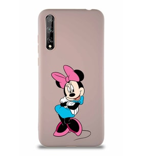 Huawei P Smart S Soft Premier Kapak Minnie Mouse-D Tasarımlı Silikon Kılıf - Pudra (Şeffaf)