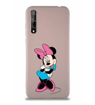 Huawei P Smart S Soft Premier Kapak Minnie Mouse-D Tasarımlı Silikon Kılıf - Pudra (Şeffaf)