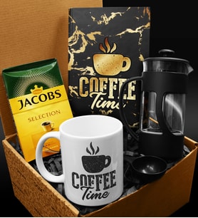 Özel Tasarımlı Kupa & Özel Tasarım Defter & French Press & 250 Gram Jacobs Selection Filtre Kahve Hediye Seti