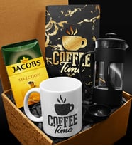 Özel Tasarımlı Kupa & Özel Tasarım Defter & French Press & 250 Gram Jacobs Selection Filtre Kahve Hediye Seti