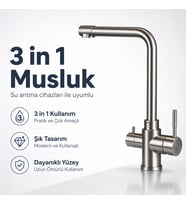 3 In 1 Su Arıtma Musluğu Çok Amaçlı Paslanmaz Model 608506069