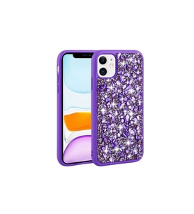 Apple iPhone 11 Uyumlu Kılıf Parlak Taşlı Tasarım Zore Linea Kapak (Mor)