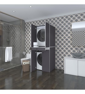 Kenzlife çamaşır-kurutma makinesi dolabı el kindi gri 187*070*60 çekmeceli kapaklı banyo (Beyaz)