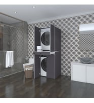 Kenzlife çamaşır-kurutma makinesi dolabı el kindi gri 187*070*60 çekmeceli kapaklı banyo (Beyaz)