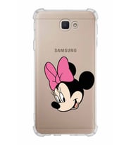 Samsung Galaxy J7 Prime  Köşe Korumalı Antişok Kapak Minnie Mouse Tasarımlı Şeffaf  Kılıf