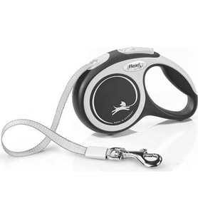 Flexi New Comfort Şerit L 5 Metre Siyah Max.60kg Otomatik Köpek Gezdirme Tasması