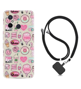 Xiaomi Redmi 12C Kılıf Resimli Boyun Askılı İpli Desenli Silikon Donut Flamingo 1415