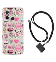 Xiaomi Redmi 12C Kılıf Resimli Boyun Askılı İpli Desenli Silikon Donut Flamingo 1415